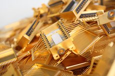 Close-up of unfinished fiber optic cable pick-ups